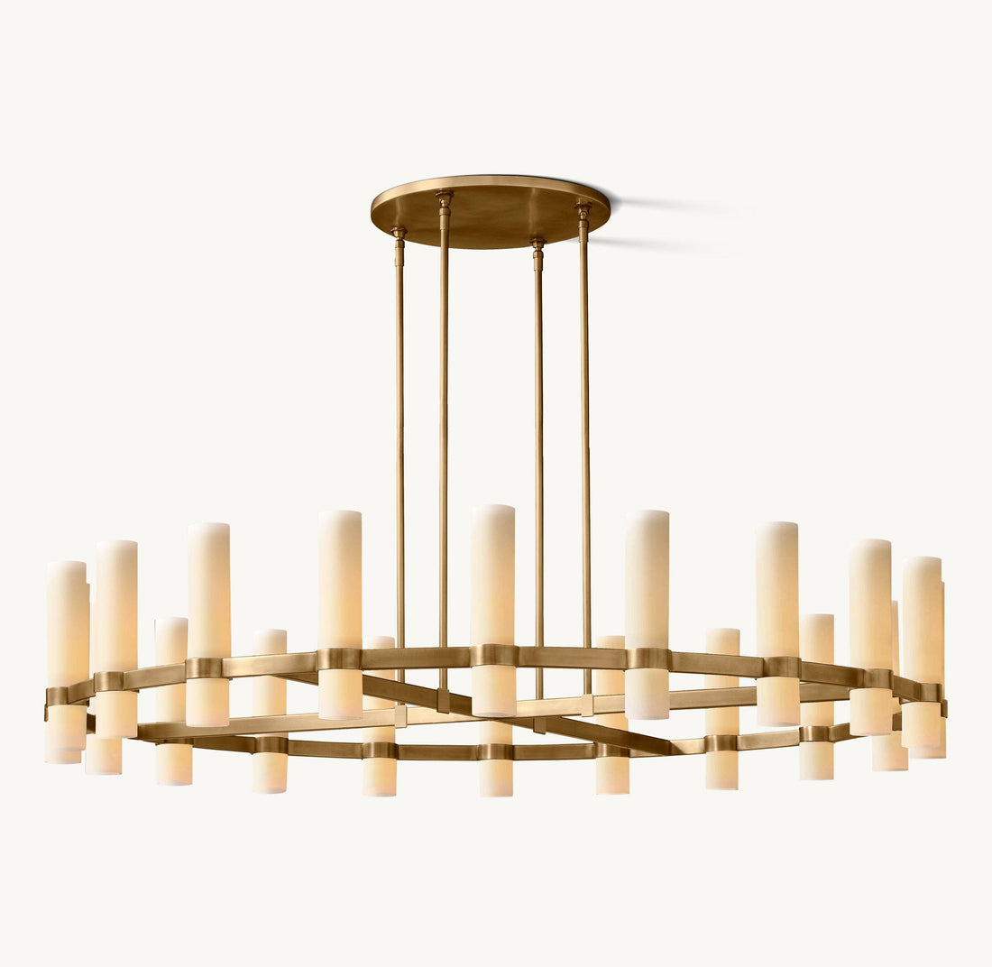 Ravelle Round Milk Glass Chandelier 60" - King Lamps