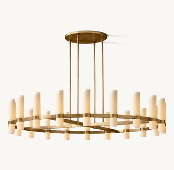 Ravelle Round Milk Glass Chandelier 60" - King Lamps