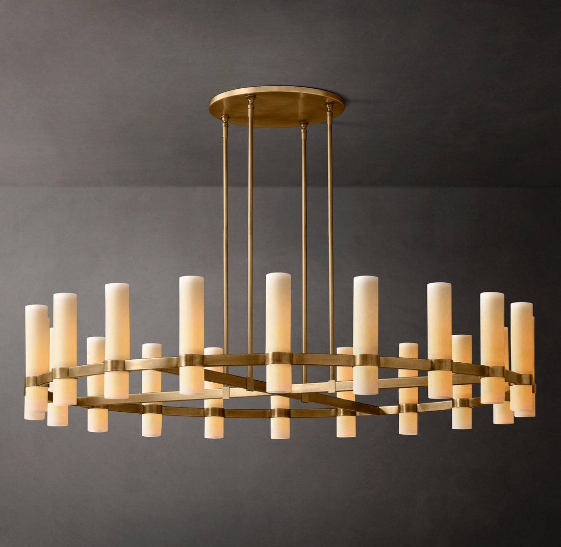 Ravelle Round Milk Glass Chandelier 60" - King Lamps