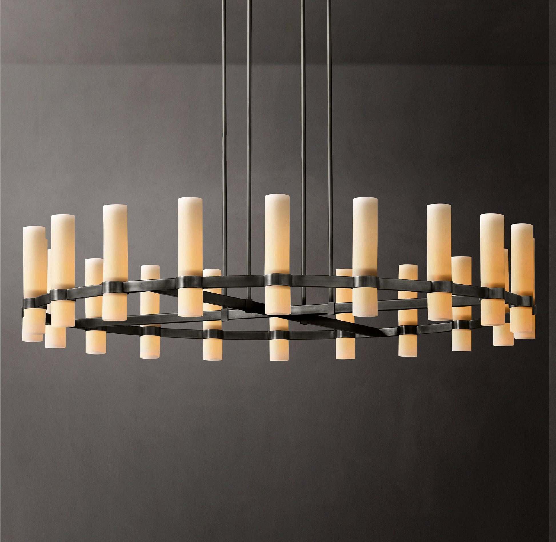 Ravelle Round Milk Glass Chandelier 60" - King Lamps