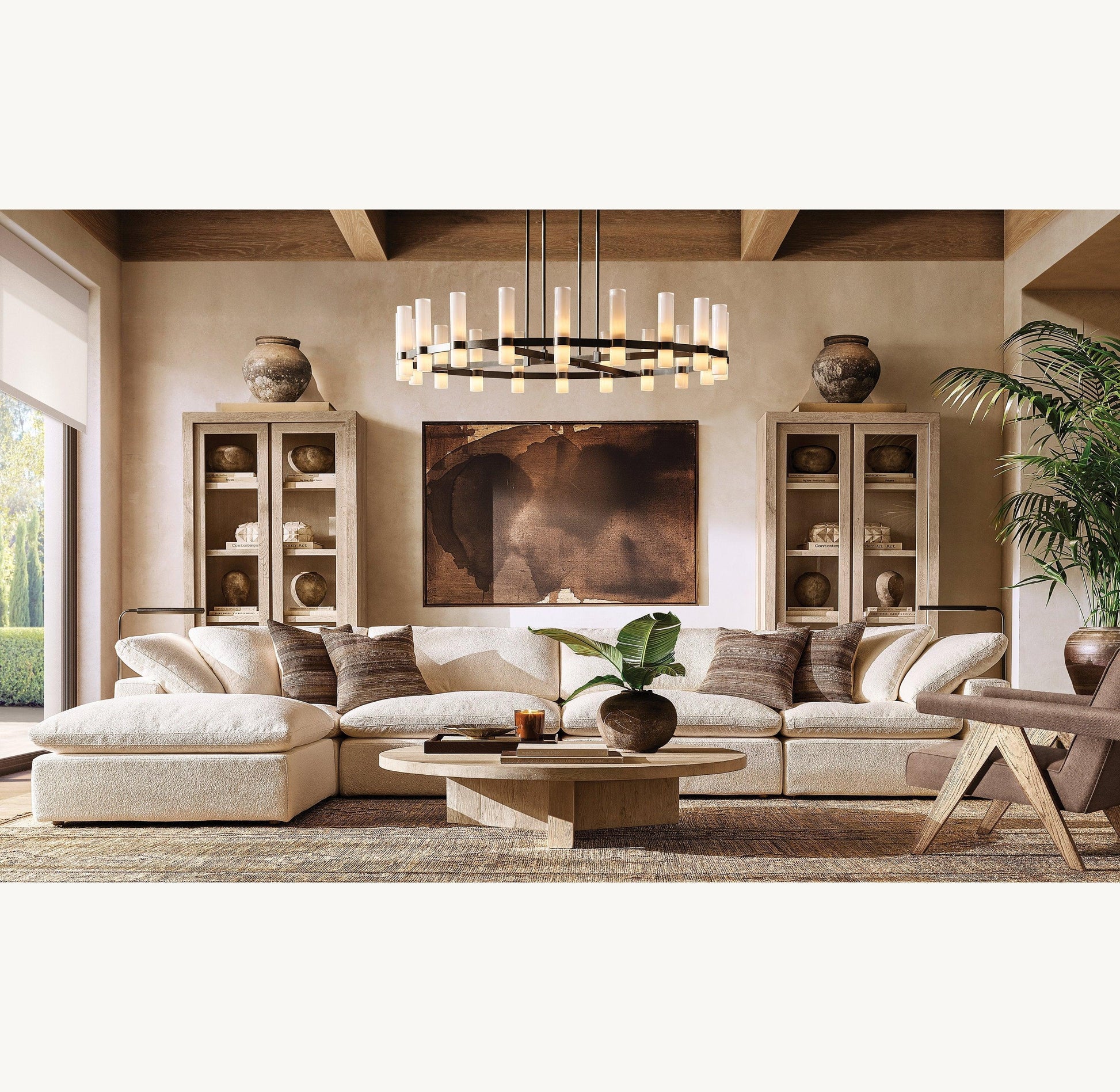 Ravelle Round Milk Glass Chandelier 60" - King Lamps