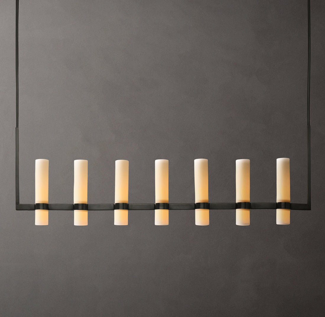 Ravelle Linear Milk Glass Chandelier 59" - King Lamps