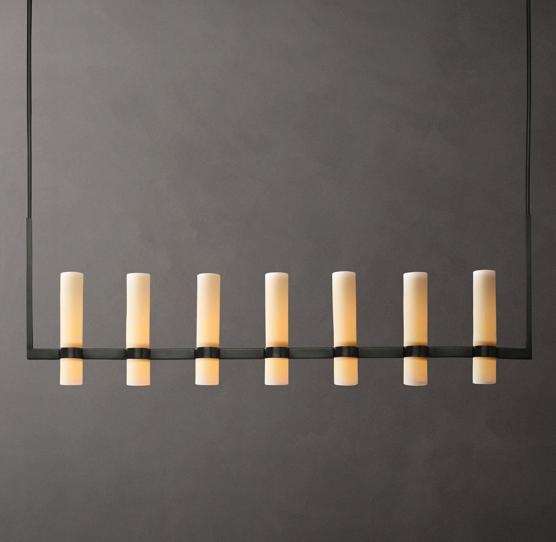 Ravelle Linear Milk Glass Chandelier 59" - King Lamps