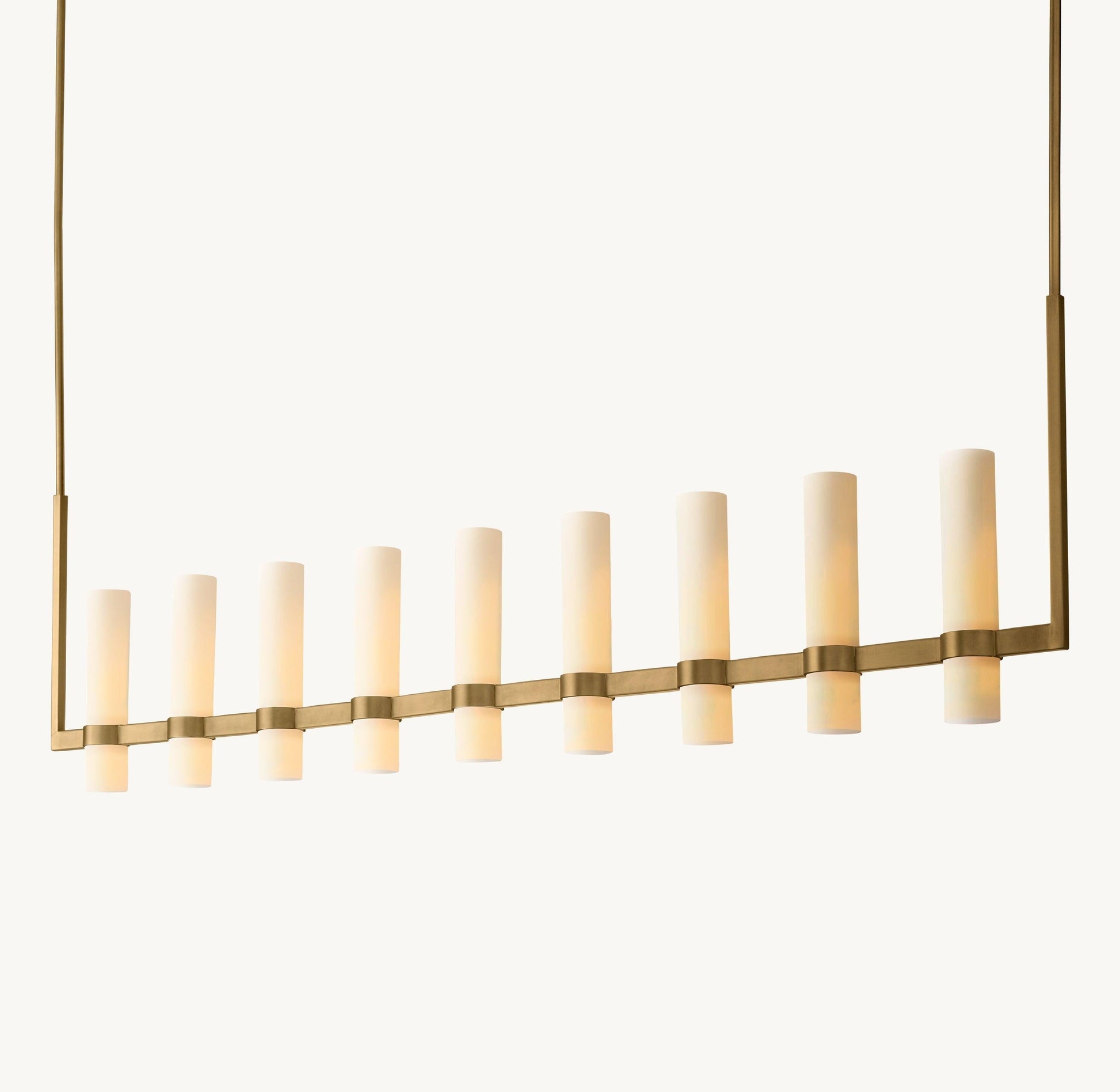 Ravelle Linear Milk Glass Chandelier 71" - King Lamps