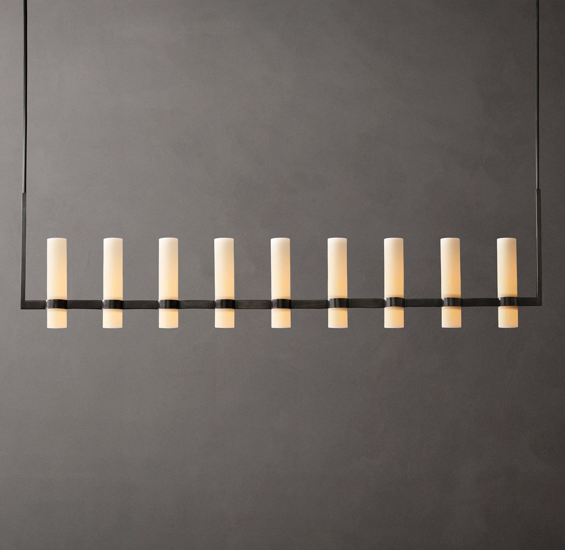 Ravelle Linear Milk Glass Chandelier 71" - King Lamps