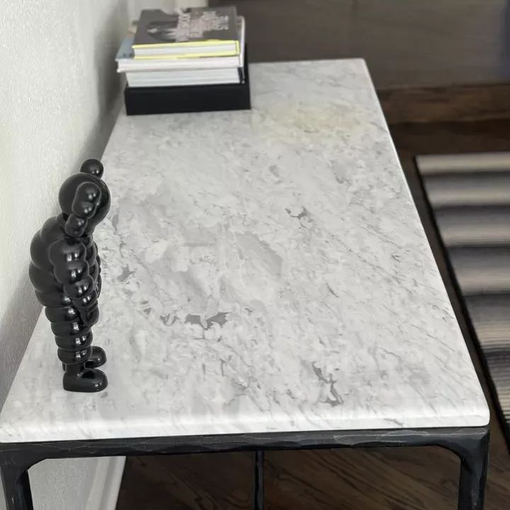 Thaddeus Forged Iron Rectangle Marble Console Table 60" 72" - King Lamps