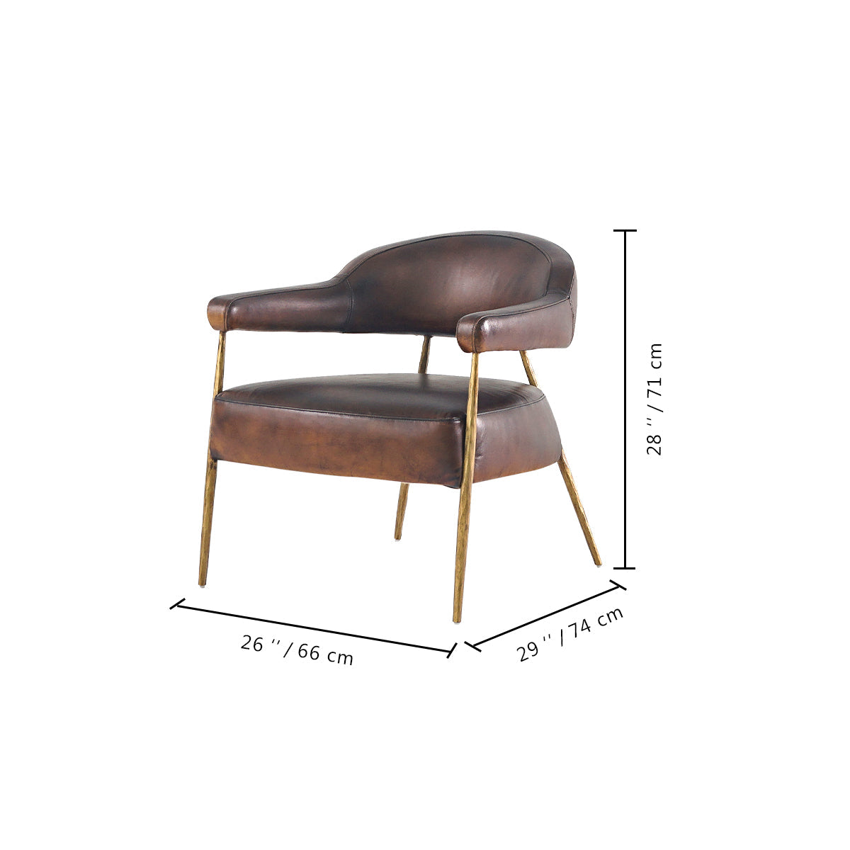 Vintage Forged Brown Leather Lounge Armchair - King Lamps