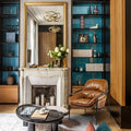 Thaddeus Forged Iron Brown Leather Accent Chairs - King Lamps