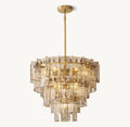 LATTICE SMOKE GLASS TIERED CHANDELIER 36