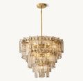 LATTICE SMOKE GLASS TIERED CHANDELIER 36