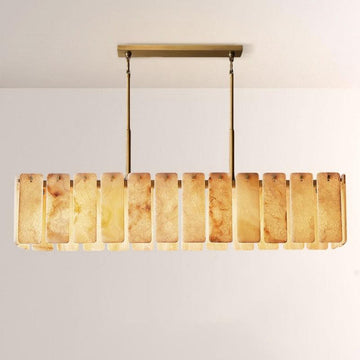 Camette Alabaster Rectangular Chandelier 72"W - King Lamps