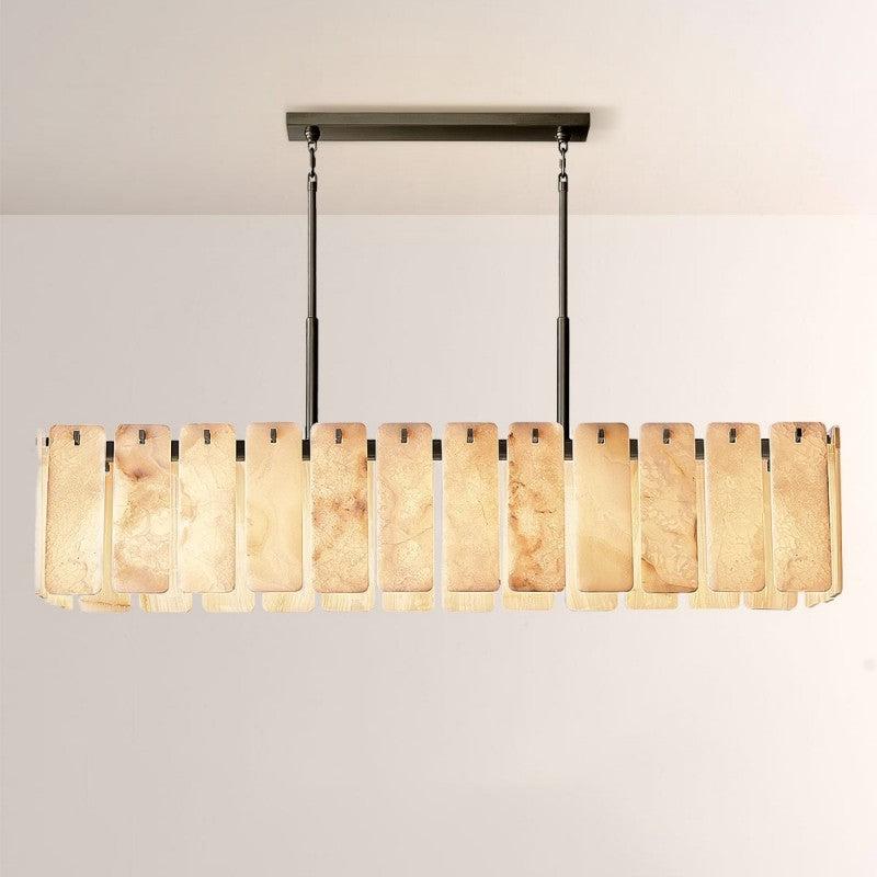 Camette Alabaster Rectangular Chandelier 72"W - King Lamps