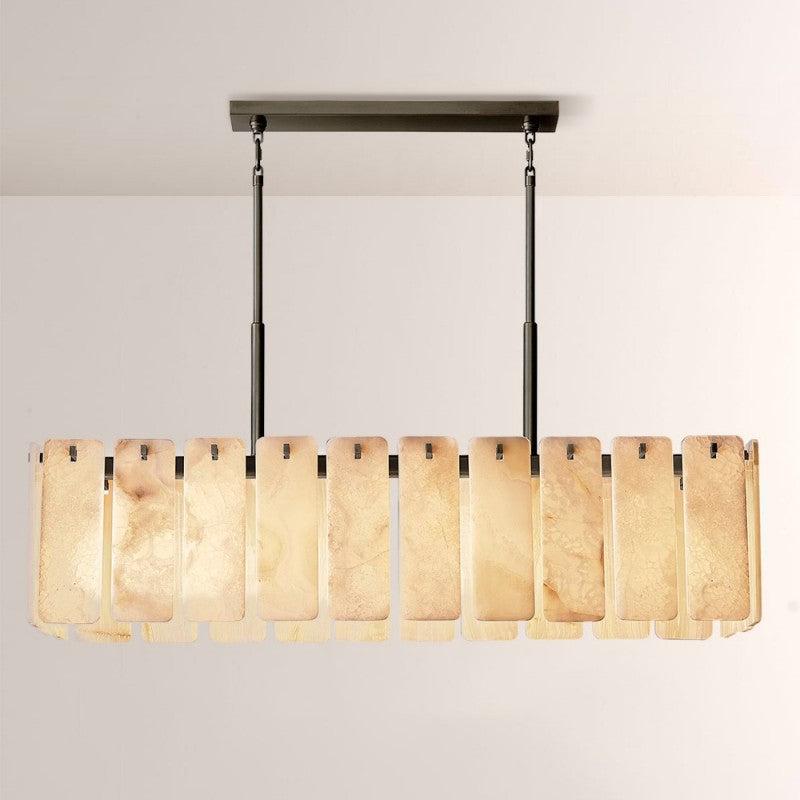 Camette Alabaster Rectangular Chandelier 60"W - King Lamps