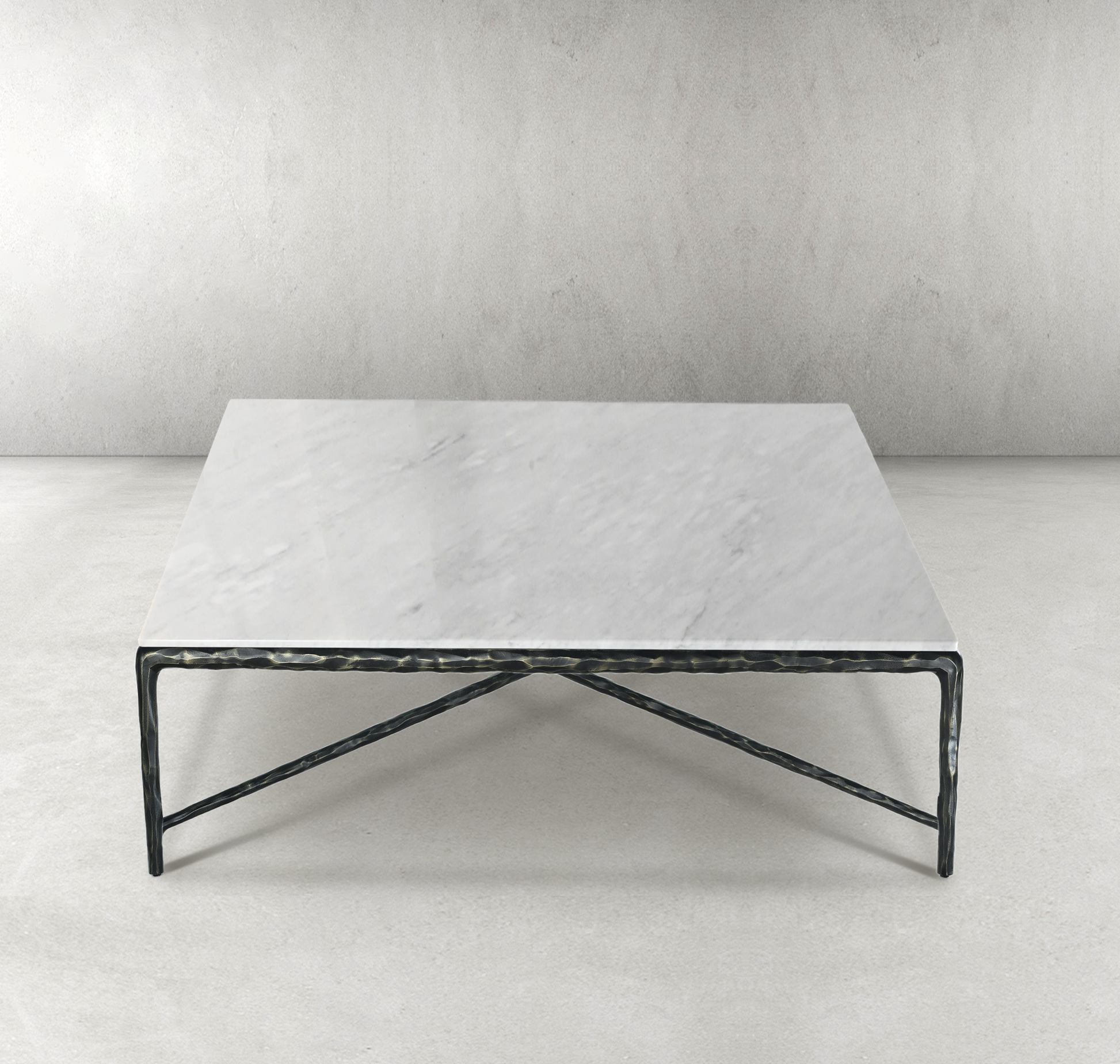 Thaddeus Forged Iron Marble Square Coffee Table 36" 48" 60" - King Lamps