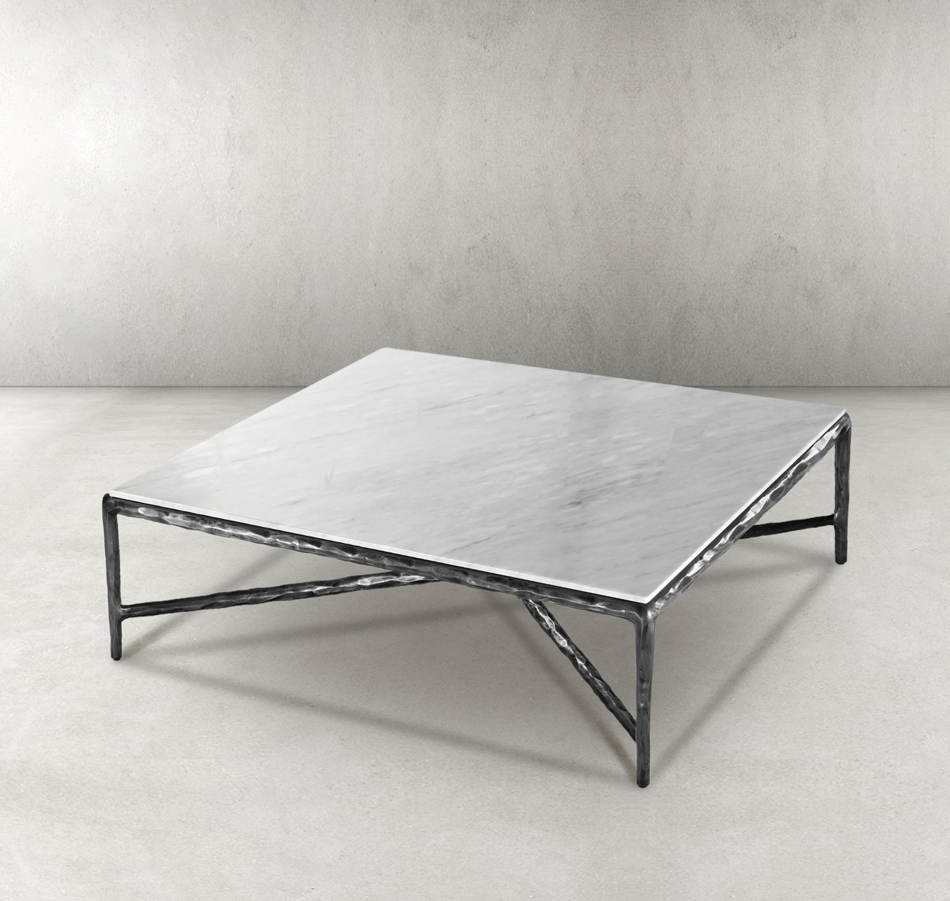 Thaddeus Forged Iron Marble Square Coffee Table 36" 48" 60" - King Lamps