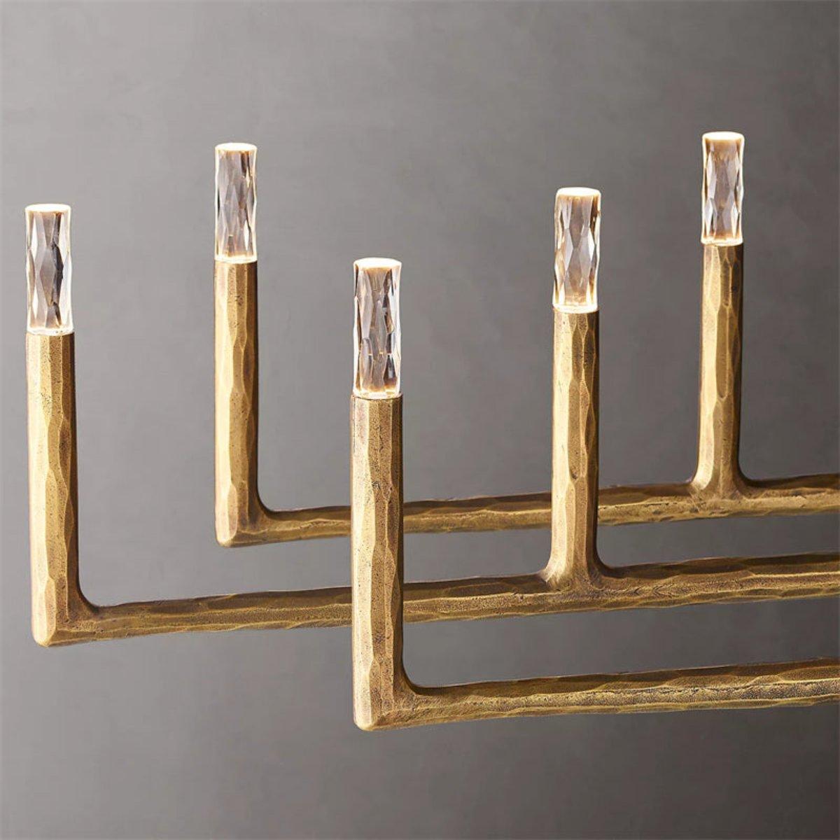 Thadeus Forged Brass Linear Chandelier 96" - King Lamps