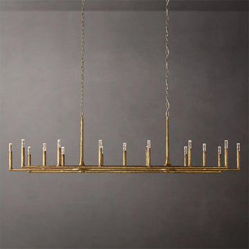 Thadeus Forged Brass Linear Chandelier 96" - King Lamps