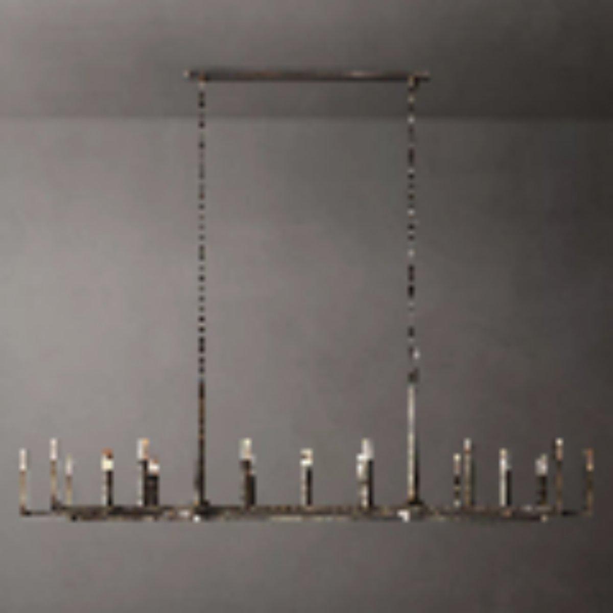 Thadeus Forged Brass Linear Chandelier 96" - King Lamps
