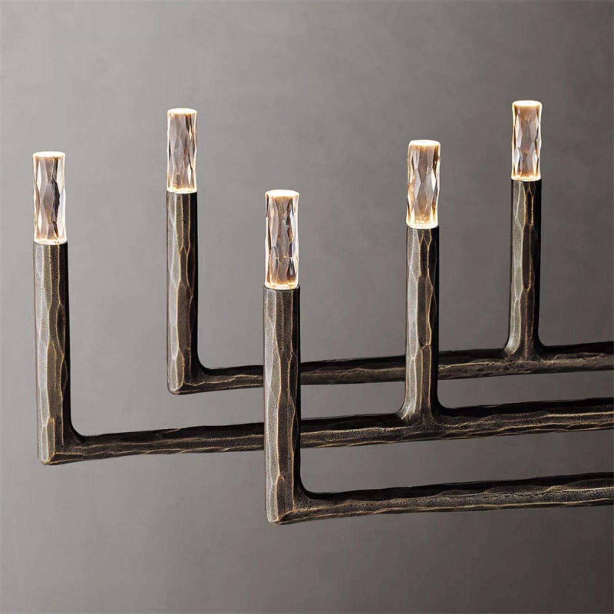 Thadeus Forged Brass Linear Chandelier 96" - King Lamps
