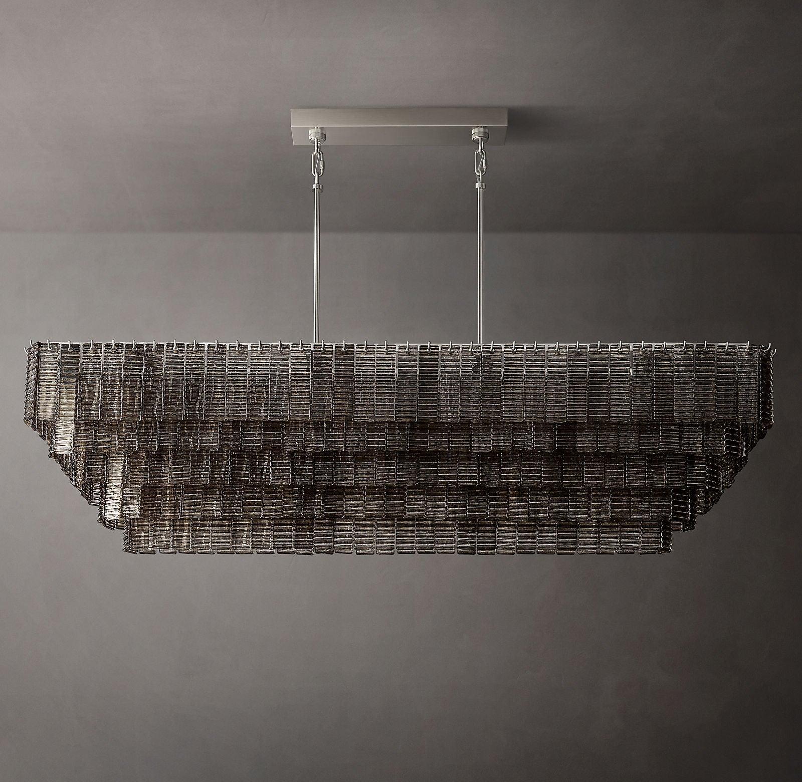 Sirene Glass Rectangular Chandelier 77" - King Lamps