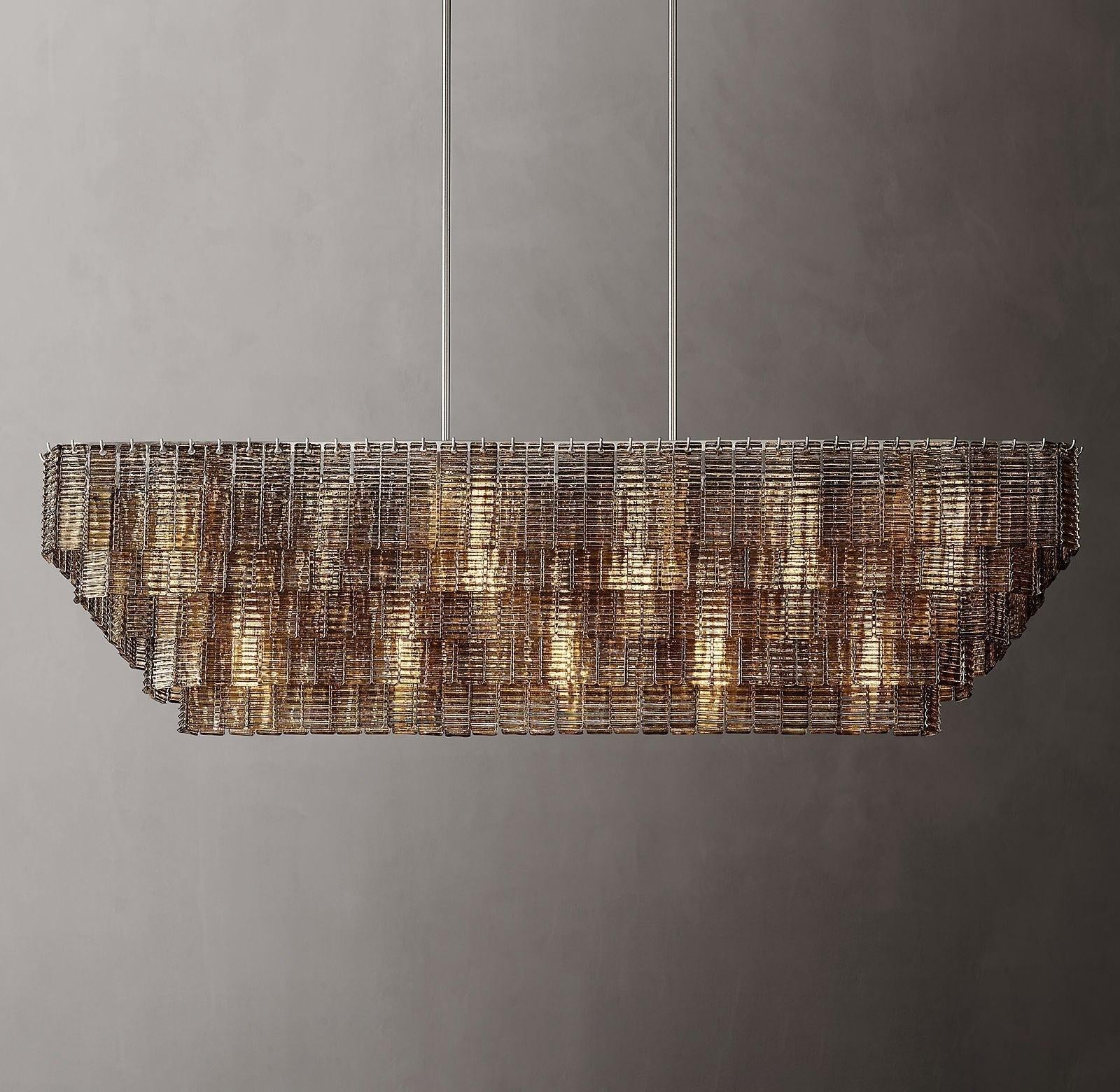 Sirene Glass Rectangular Chandelier 77" - King Lamps