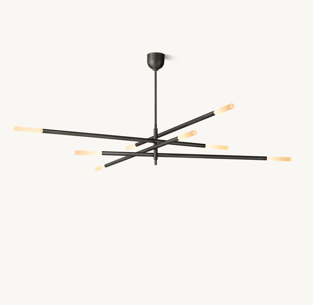 ROUSSEAU 8-LIGHT MOBILE ETCHED ROD CHANDELIER - King Lamps