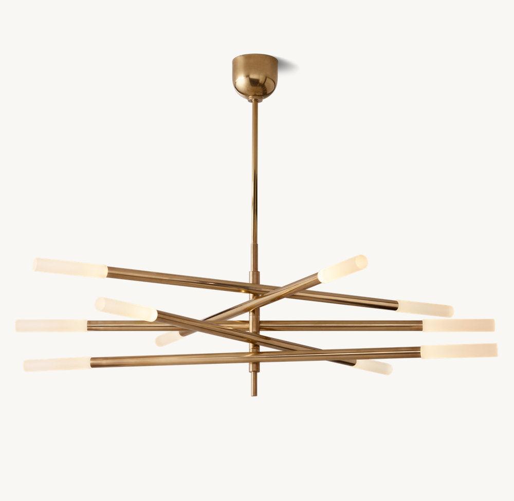 ROUSSEAU 10-LIGHT MOBILE ETCHED ROD CHANDELIER - King Lamps