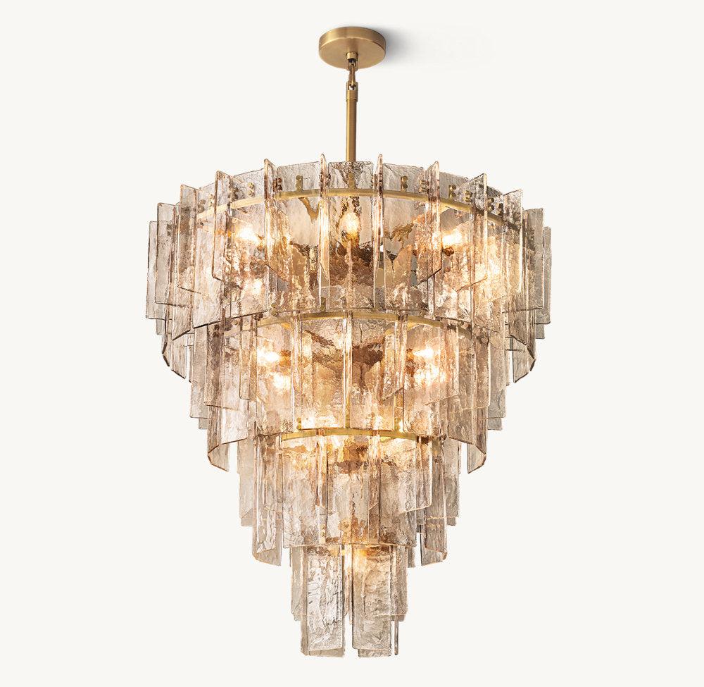 LATTICE SMOKE GLASS TIERED CHANDELIER 47" - King Lamps