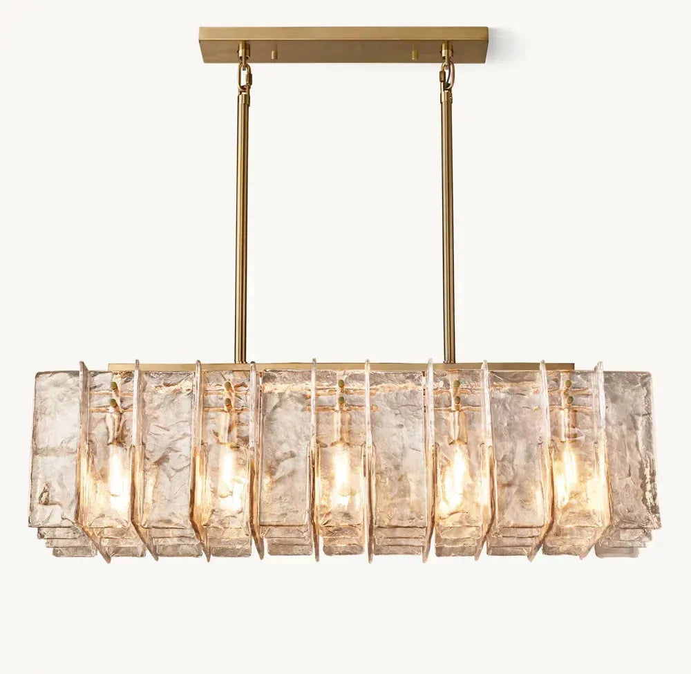 LATTICE SMOKE GLASS LINEAR CHANDELIER 49" - King Lamps