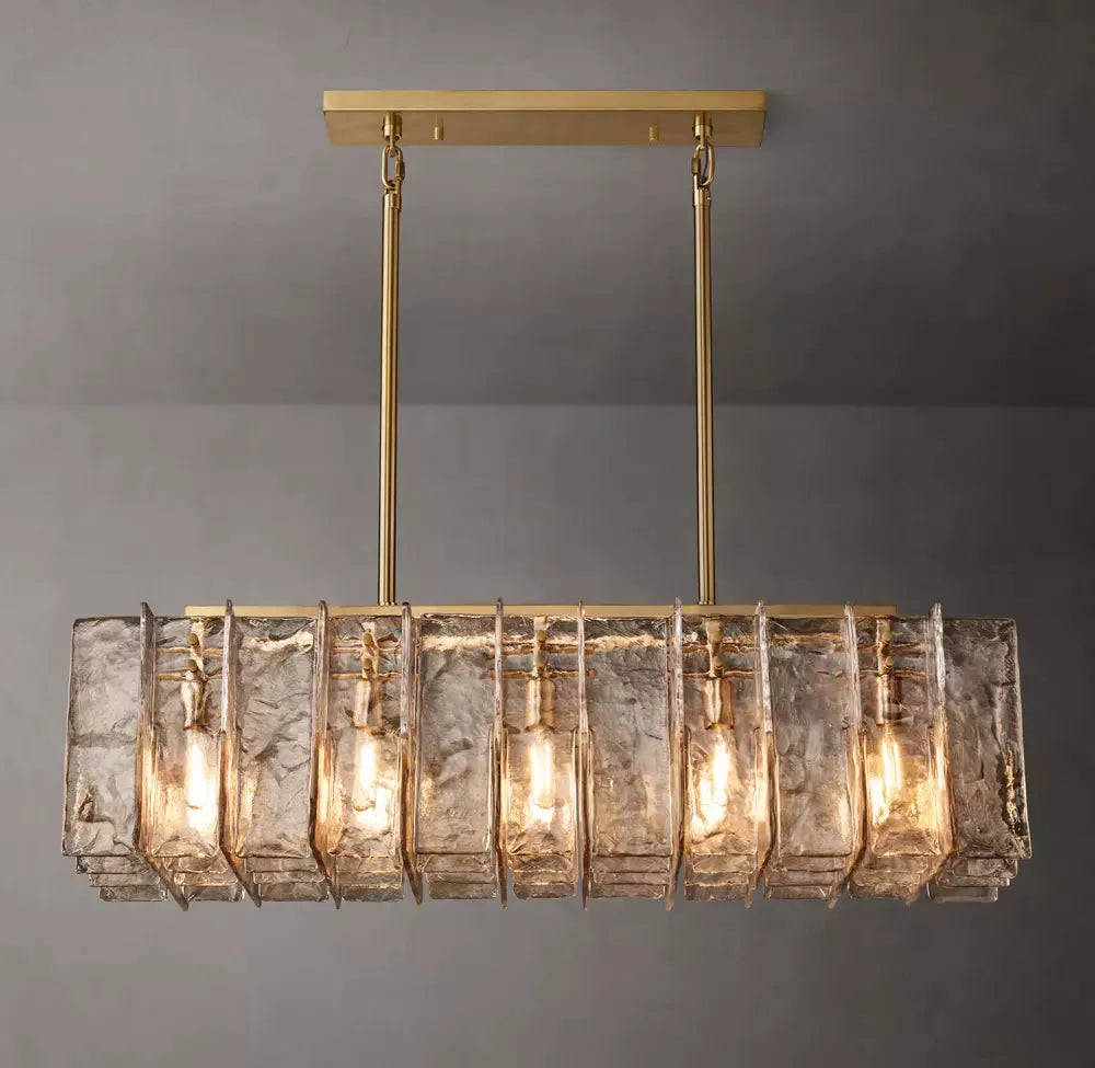 LATTICE SMOKE GLASS LINEAR CHANDELIER 49" - King Lamps