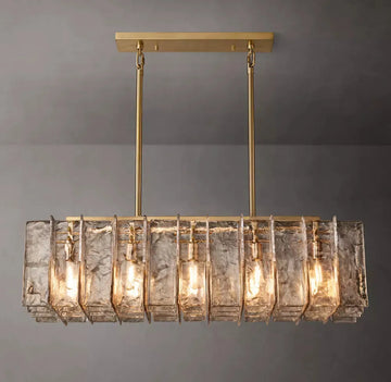 LATTICE SMOKE GLASS LINEAR CHANDELIER 49" - King Lamps