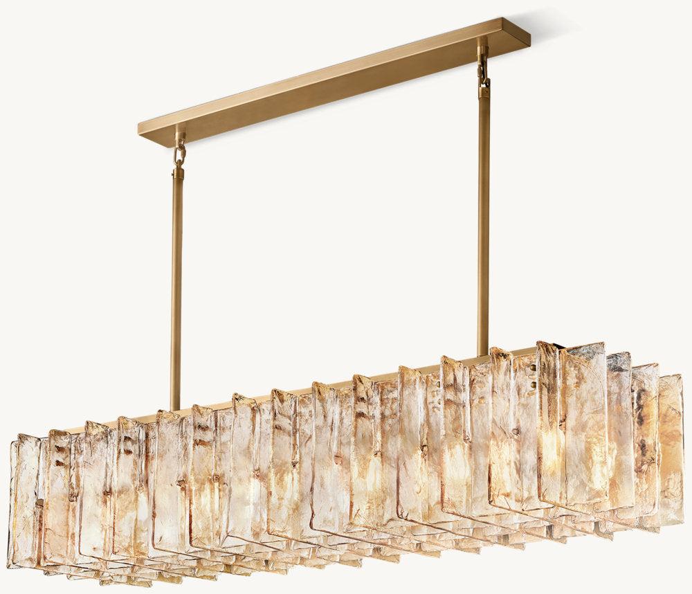 LATTICE SMOKE GLASS LINEAR CHANDELIER 67" - King Lamps
