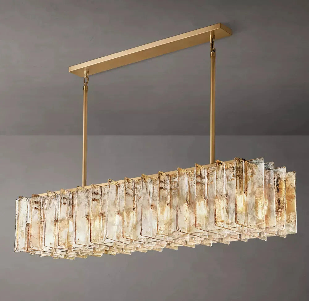 LATTICE SMOKE GLASS LINEAR CHANDELIER 67" - King Lamps