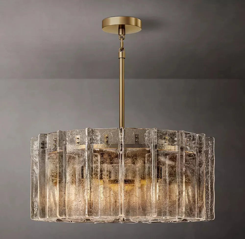 LATTICE SMOKE GLASS ROUND CHANDELIER 37" - King Lamps