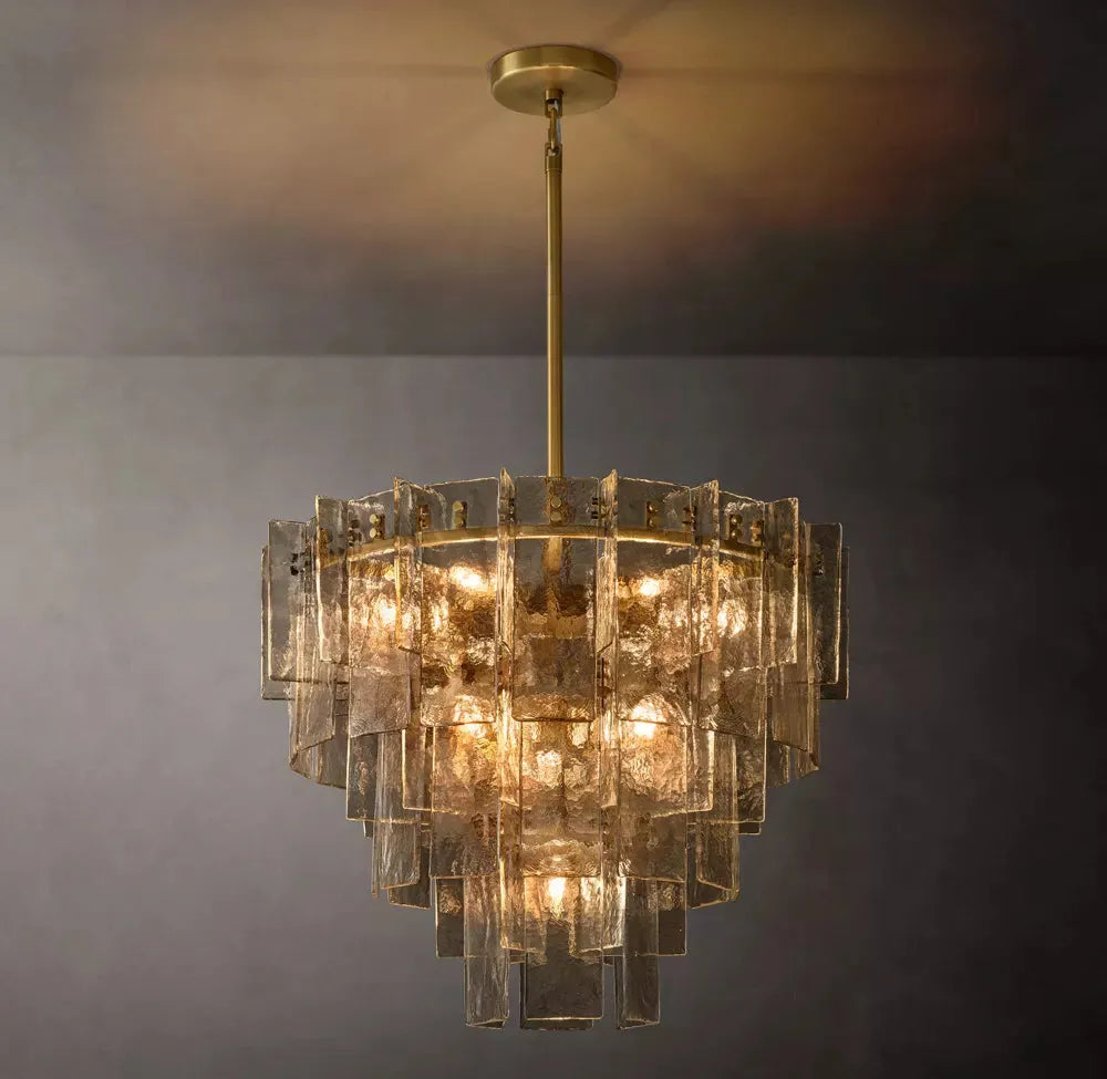 LATTICE SMOKE GLASS TIERED CHANDELIER 36" - King Lamps
