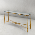 Thaddeus Forged Iron Rectangle Glass Console Table 60