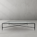 Thaddeus Forged Iron Rectangle Glass Coffee Table - King Lamps