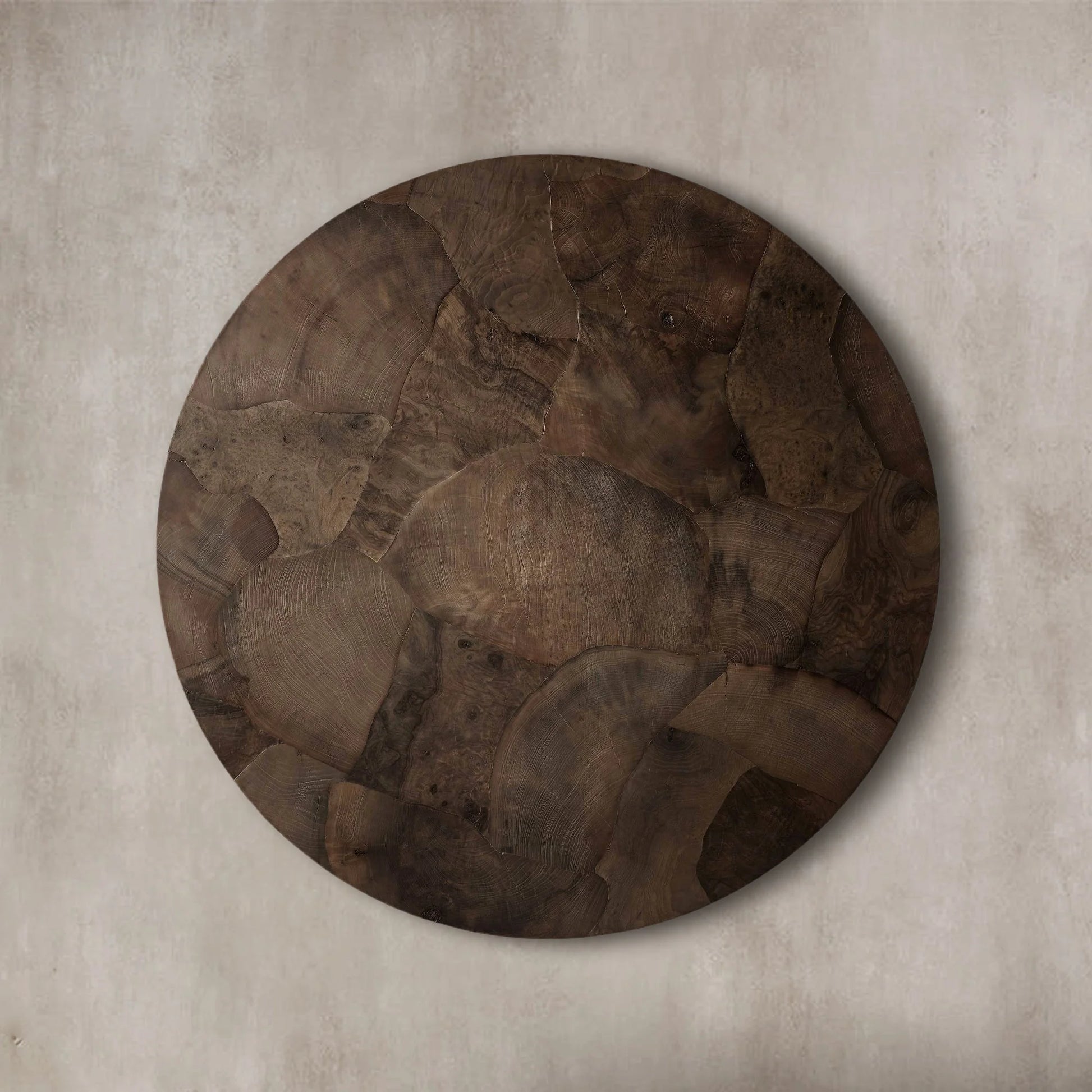 Loranco Wood Round Coffee Table Wabi-Sabi Living Room Center Tea Table