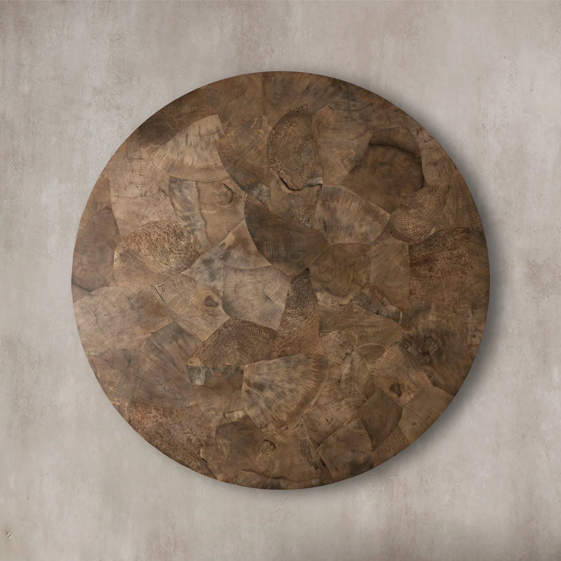 Loranco Wood Round Dining Table With Oxidized Steel Base