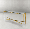 Thaddeus Forged Iron Rectangle Glass Console Table 60