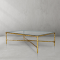 Thaddeus Forged Iron Rectangle Glass Coffee Table - King Lamps