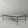 Thaddeus Forged Iron Rectangle Glass Coffee Table - King Lamps