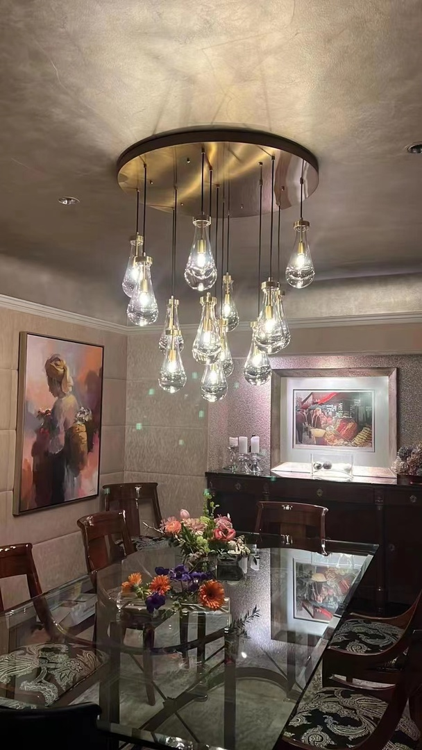 Rain Modern Round Glass Chandelier 36" - King Lamps
