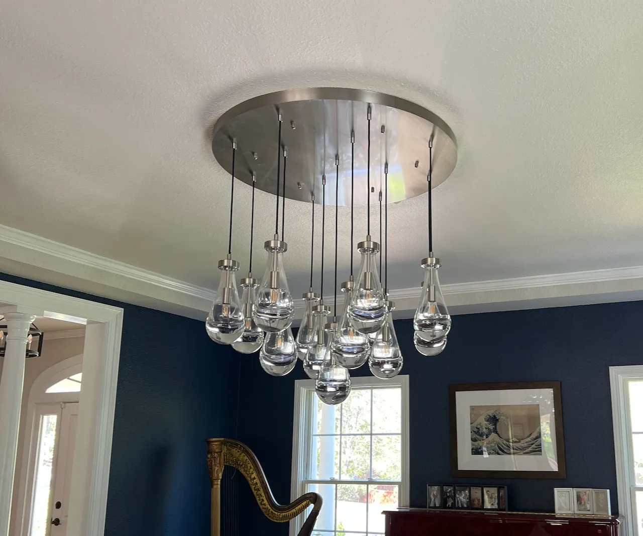 Rain Modern Round Glass Chandelier 36" - King Lamps