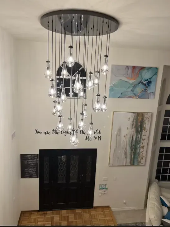 Rain Modern Round Glass Chandelier 36" - King Lamps