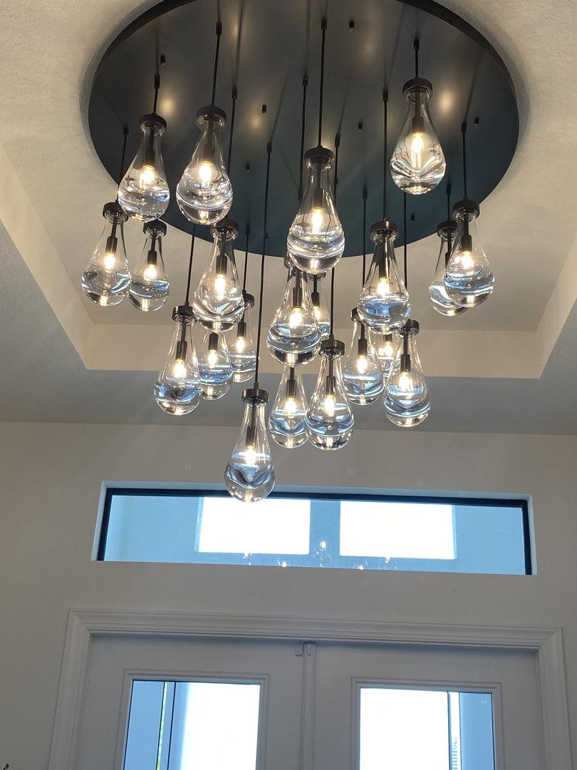 Rain Modern Round Glass Chandelier 36" - King Lamps