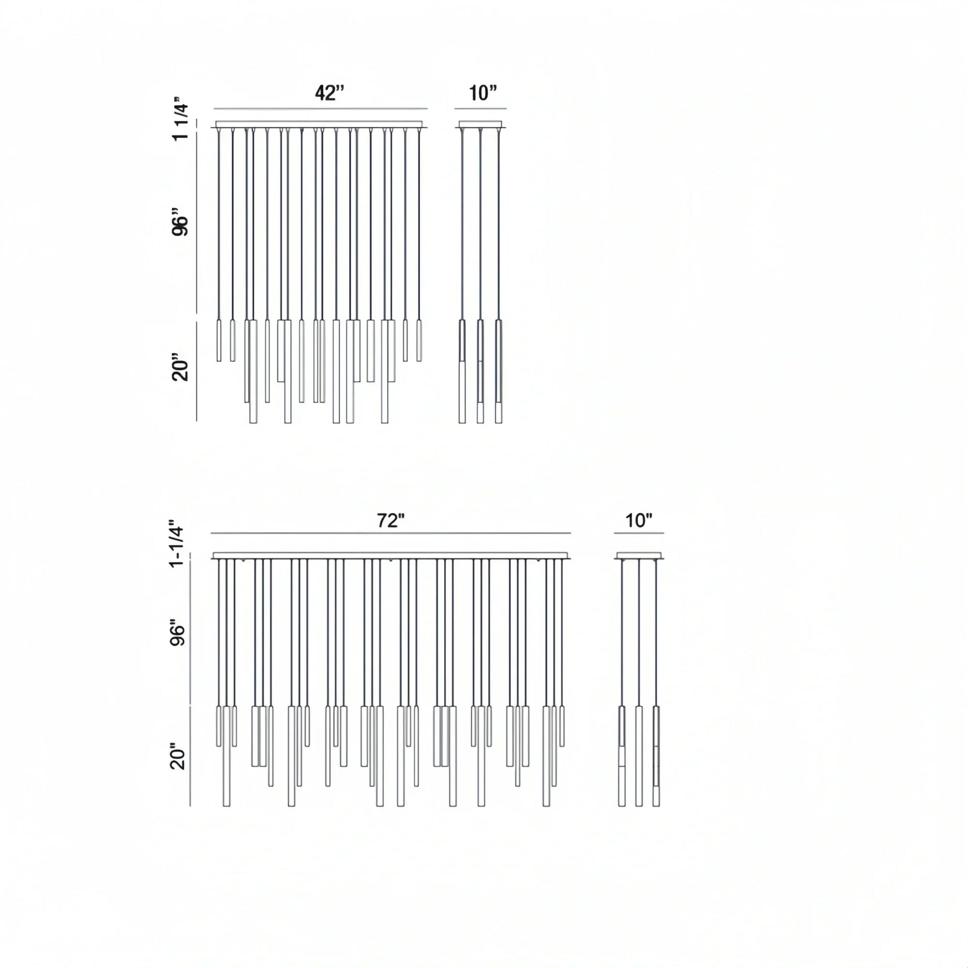 Santana Modern Linear Multi Light Pendant for Kitchen Island - 42"L x 10"W x 1.25"HAntique BrassKing Lamps