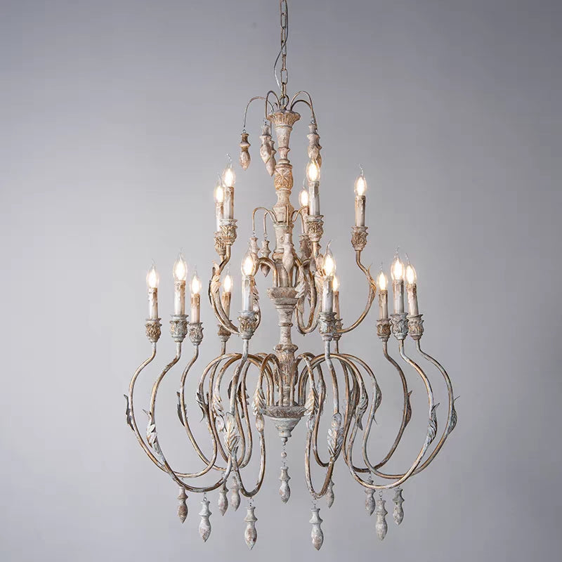 French Vintage Candle Chandelier for Living Room/Bedroom-King Lamps