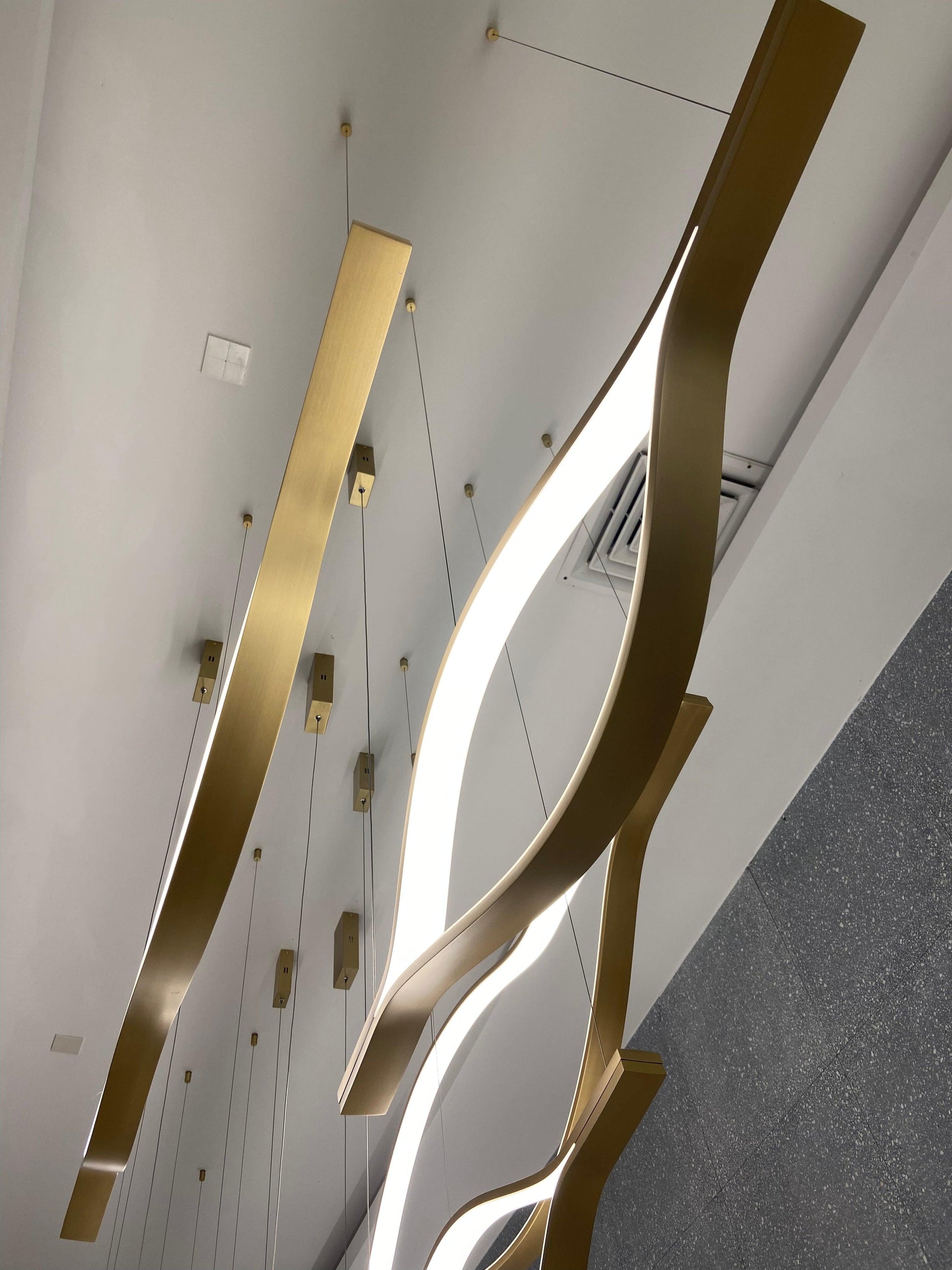 Modern Simple Brass Waving Chandelier for Living/Dining Room/Kitchen Island - King Lamps