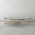 Hand-Forged Metal Glass Round Coffee Table 36